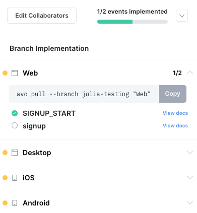 hover the pill to see implementation status