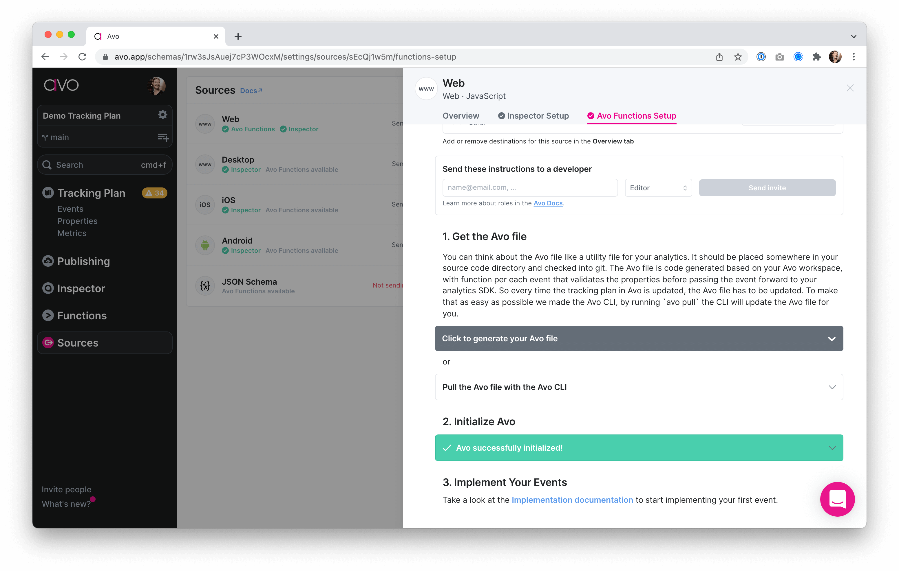 Implementation - Click to generate your Avo file