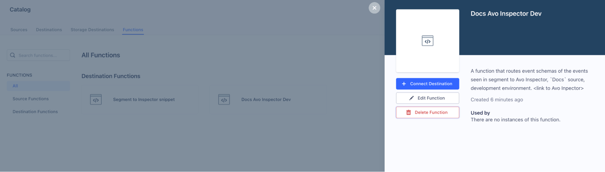 Connect destination button in the Segment UI