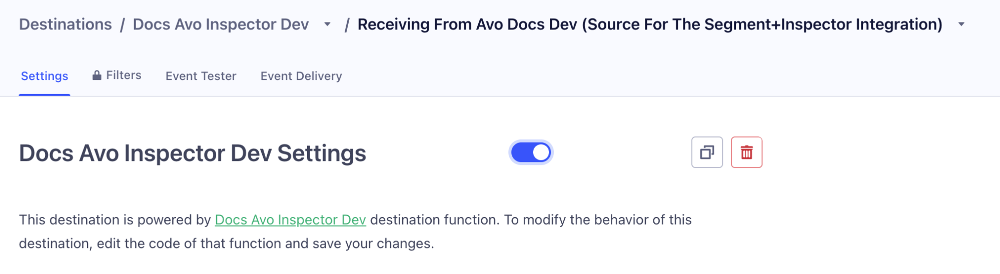 Enabling a destination in Segment