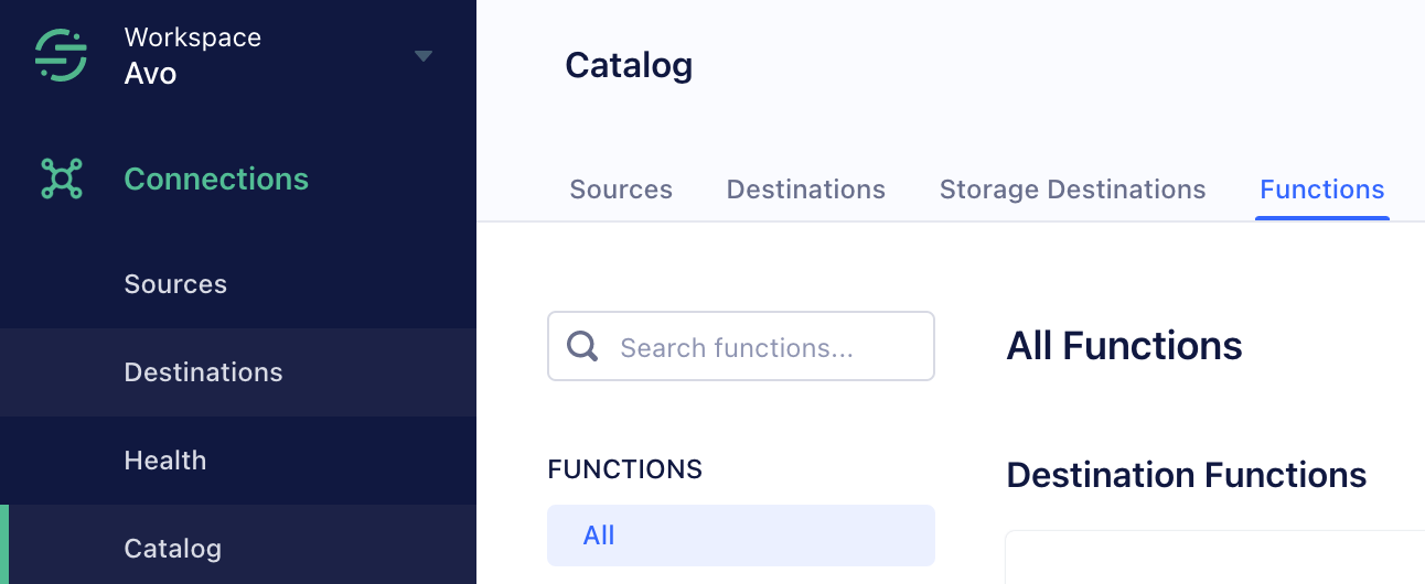 Segment navigation to the functions menu