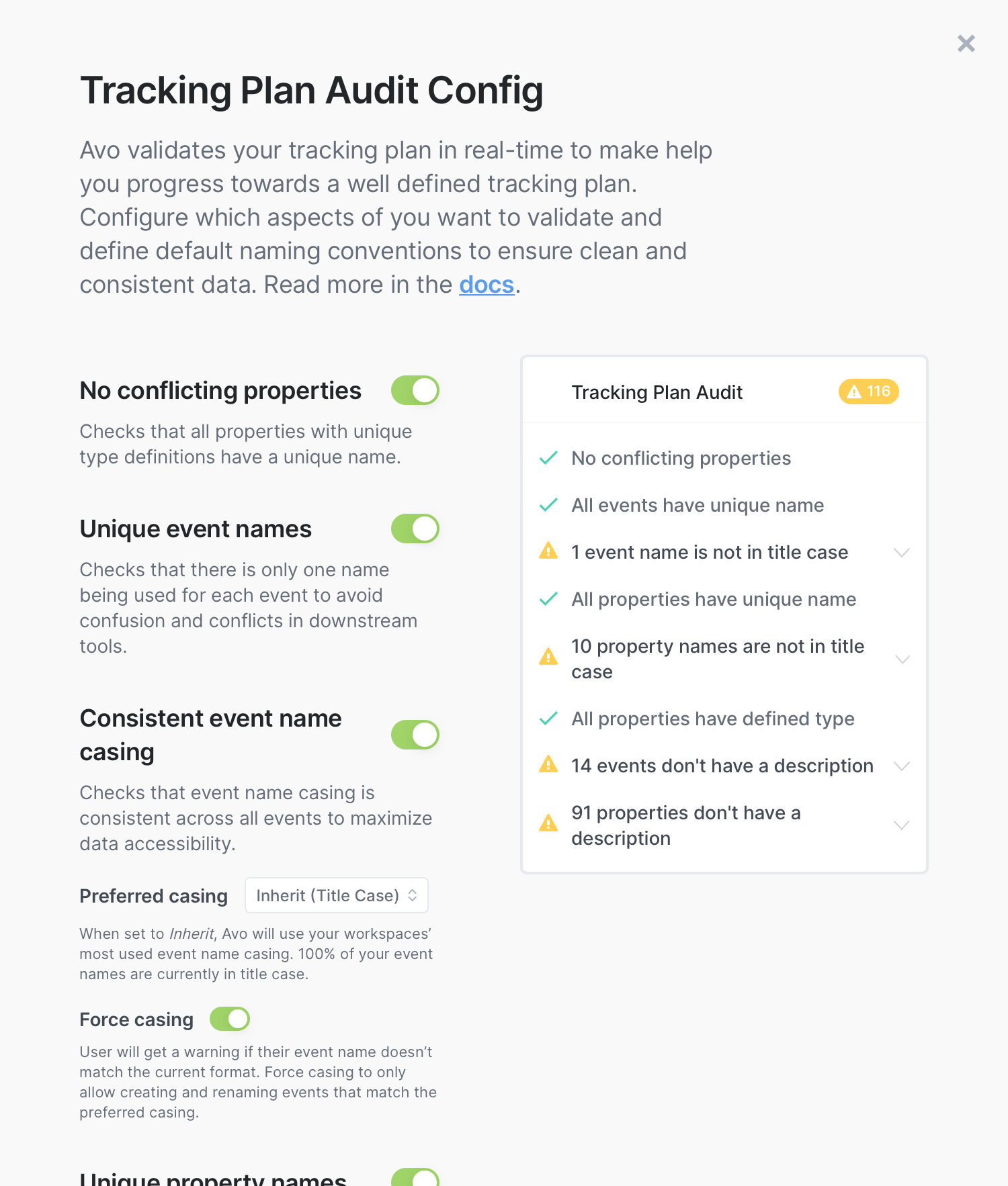 Tracking Plan Audit Configuration